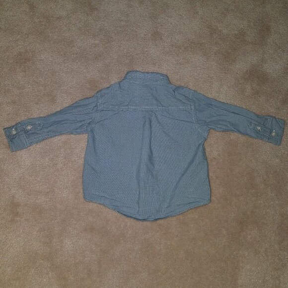 Gymboree Blue White Check Shirt Baby Boy 12-18 Months Button Front 100% Cotton - Picture 4 of 4